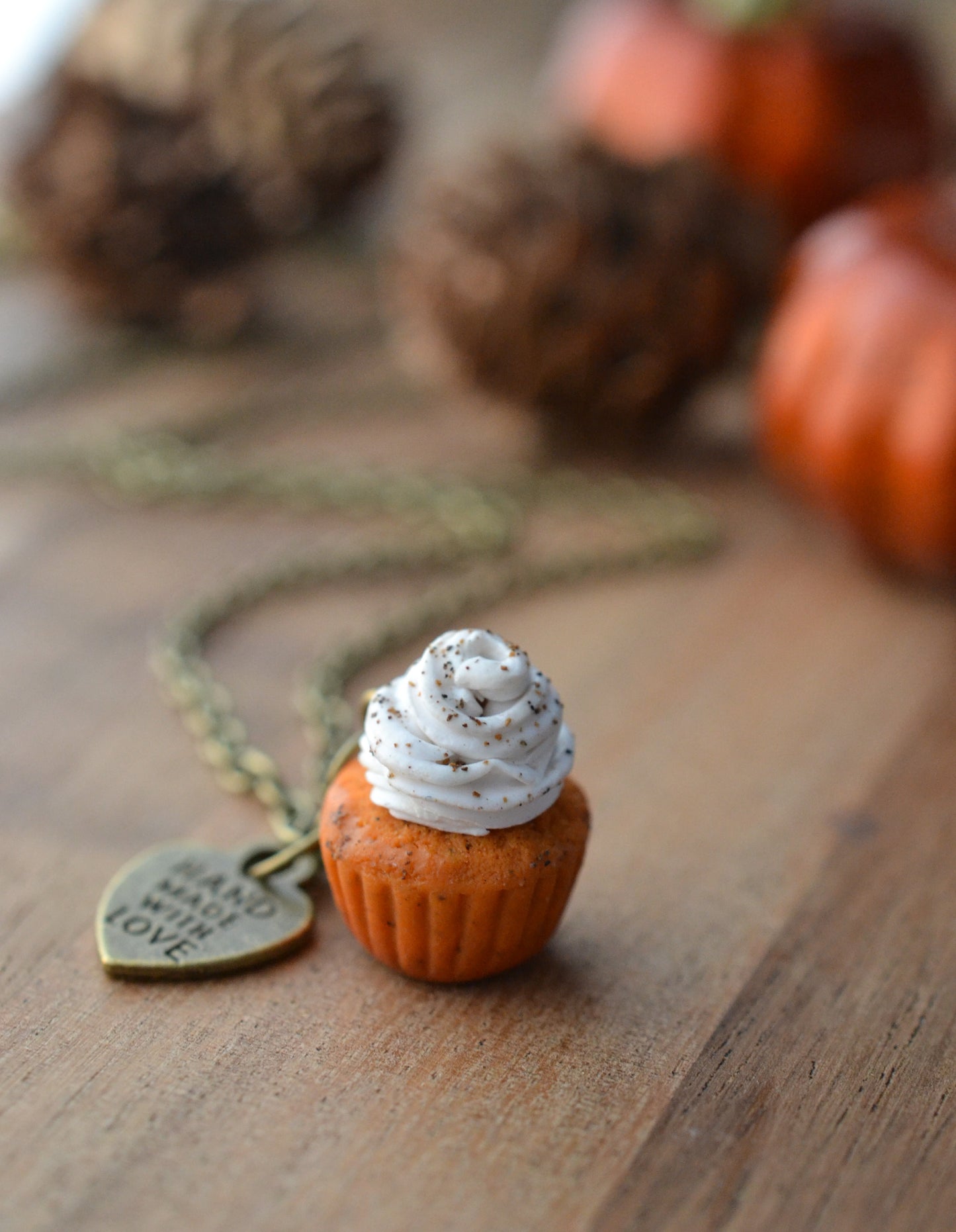 Pumpkin Spice Scented Cupcake Necklace - Decadent Minis
