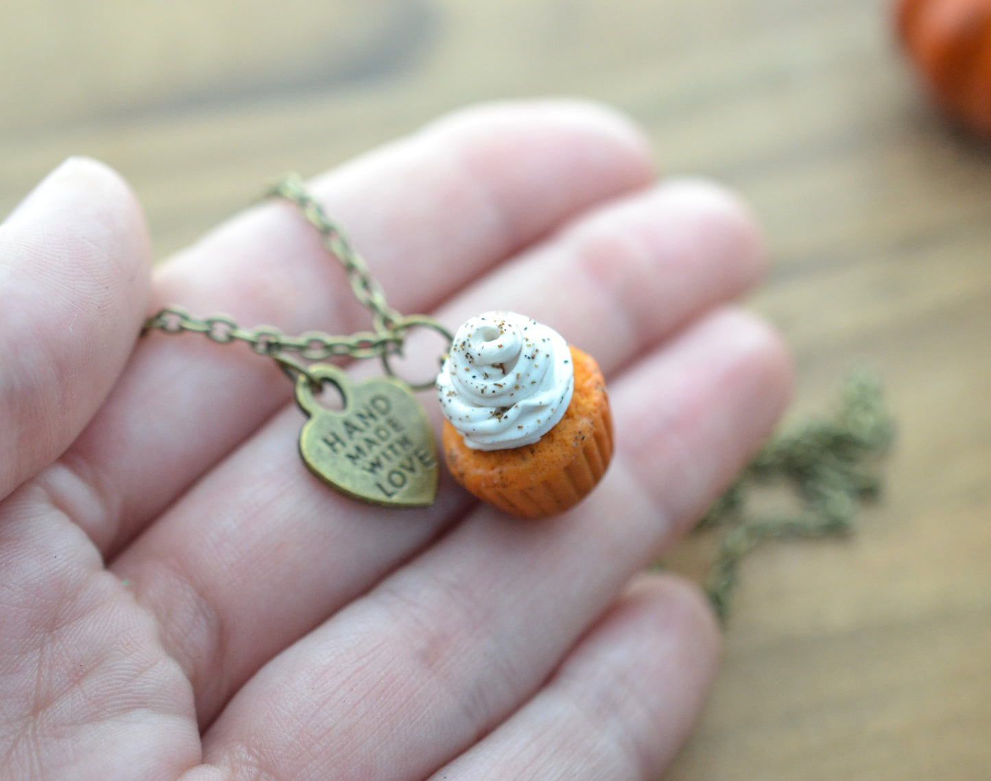 Pumpkin Spice Scented Cupcake Necklace - Decadent Minis