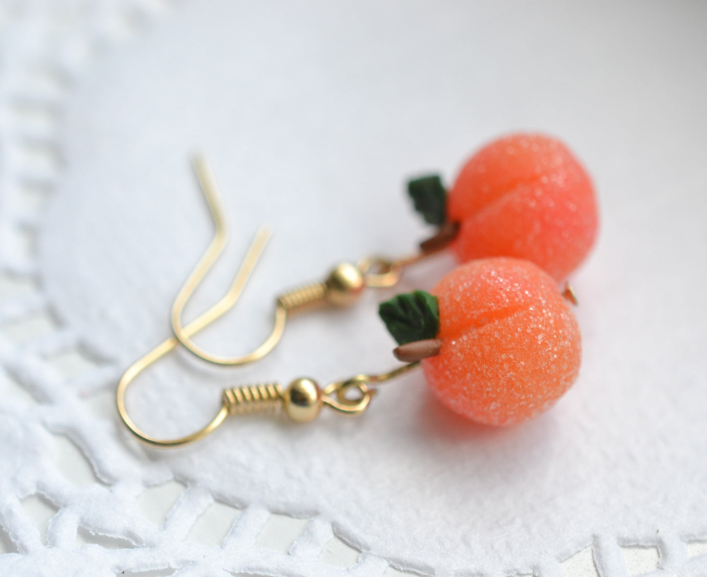 Scented Sugar Coated Georgia Peach Earrings - Decadent Minis