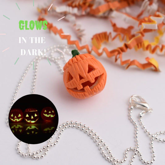 Scented Glow In The Dark Jack O' Lantern Necklace - Decadent Minis