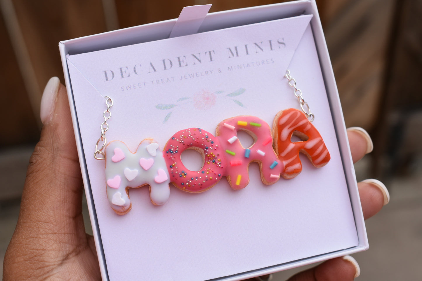 Scented Custom Name Donut Necklace - Decadent Minis