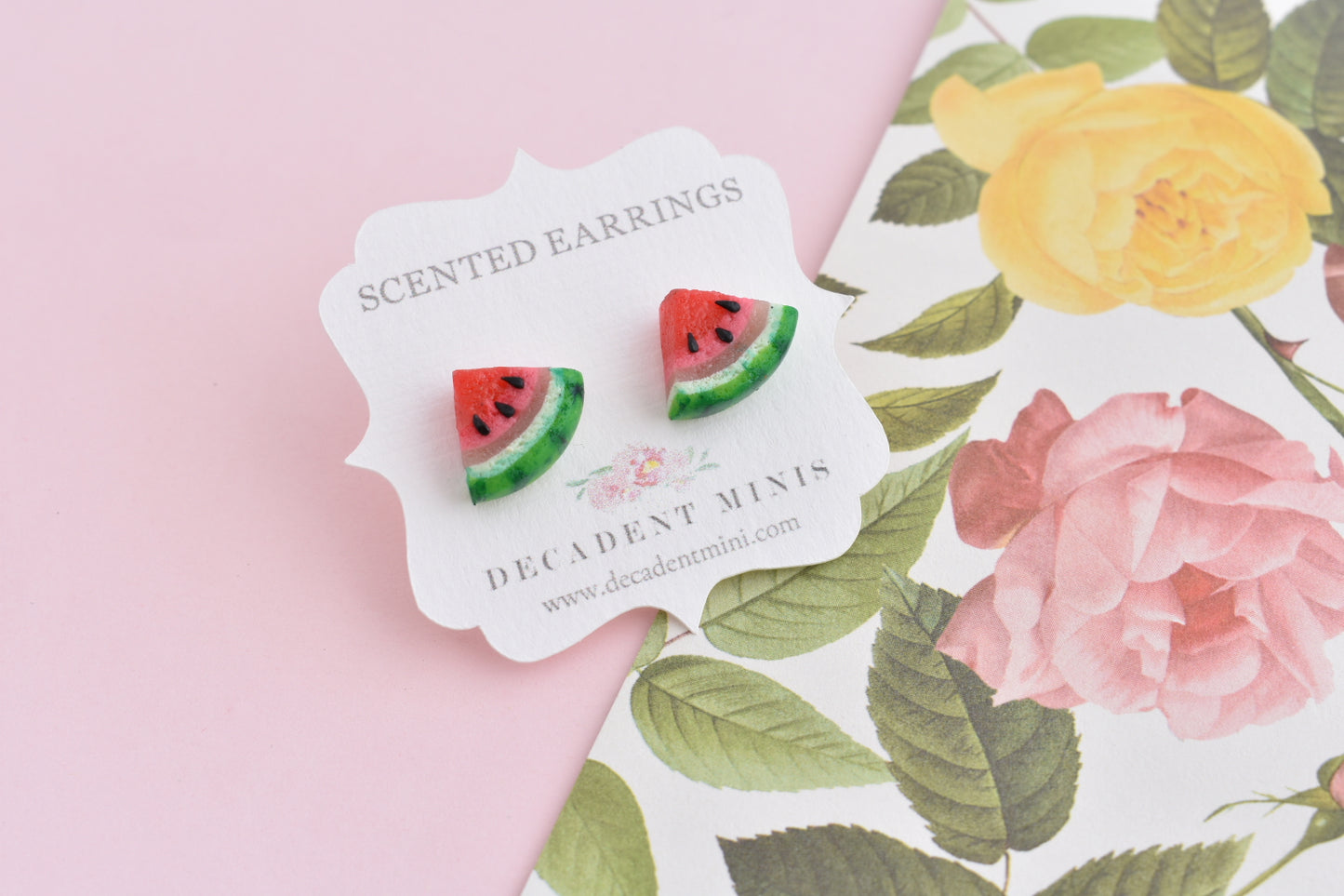 Scented Watermelon Stud Earrings - Decadent Minis