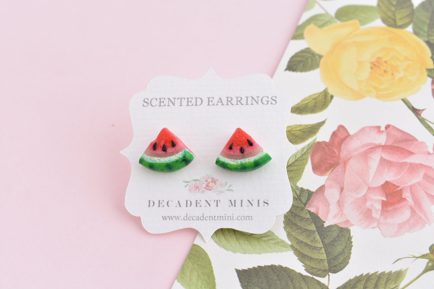 Scented Watermelon Stud Earrings - Decadent Minis