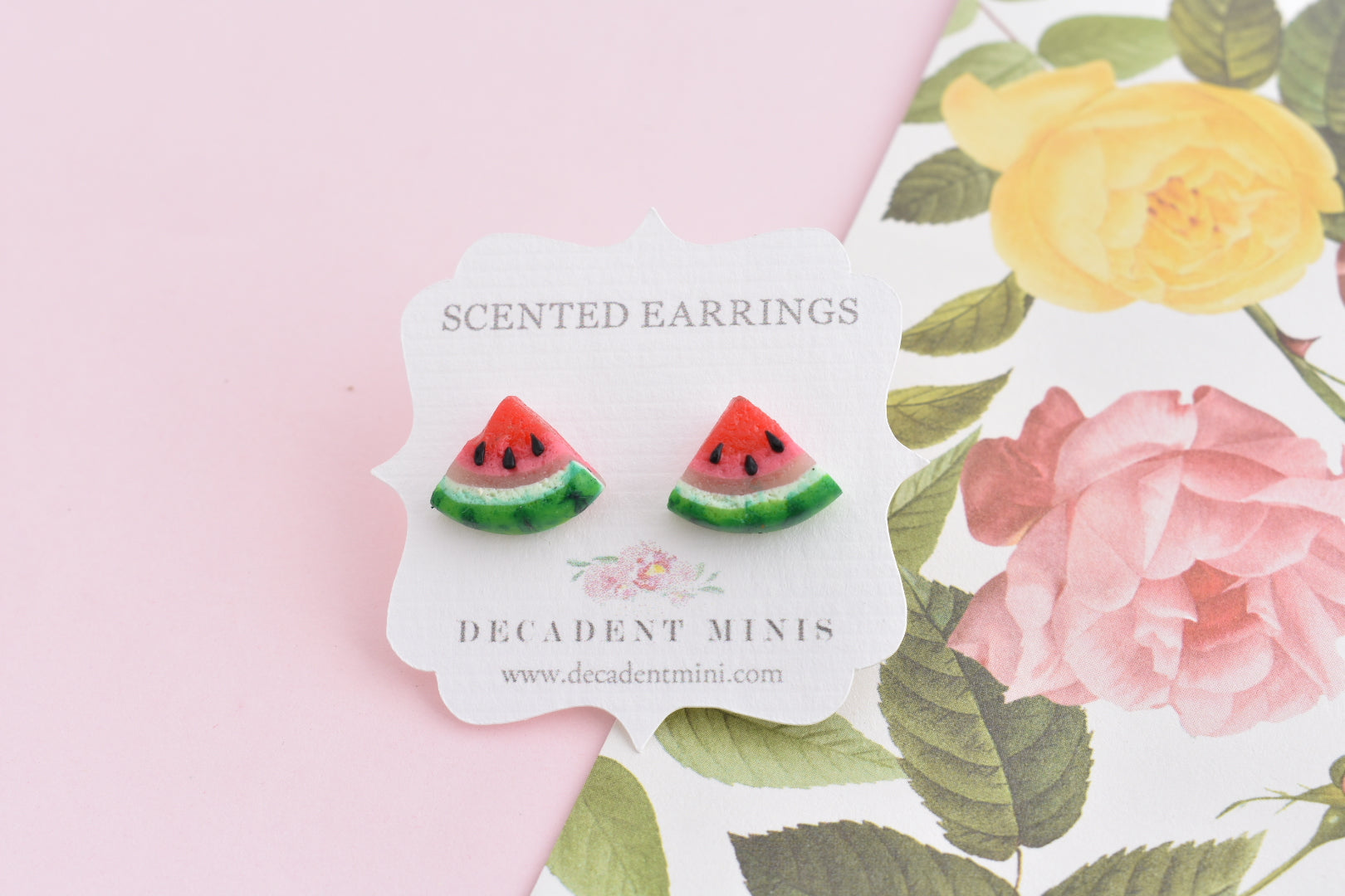 Scented Watermelon Stud Earrings - Decadent Minis