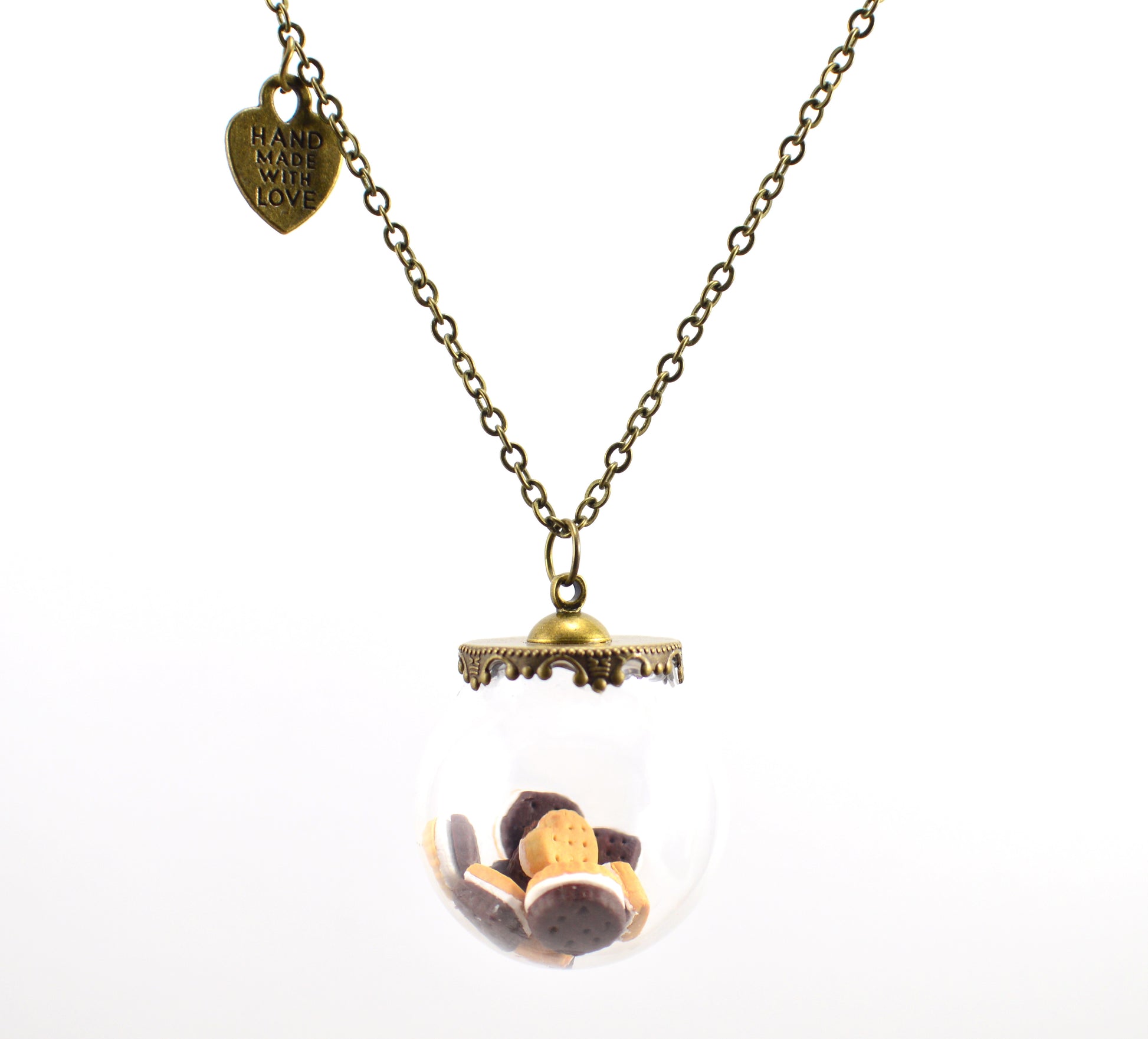 Mini Sandwich Cookie Jar Necklace-Antique Bronze - Decadent Minis