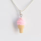 Scented Strawberry Soft Serve Ice Cream Cone Necklace - Decadent Minis