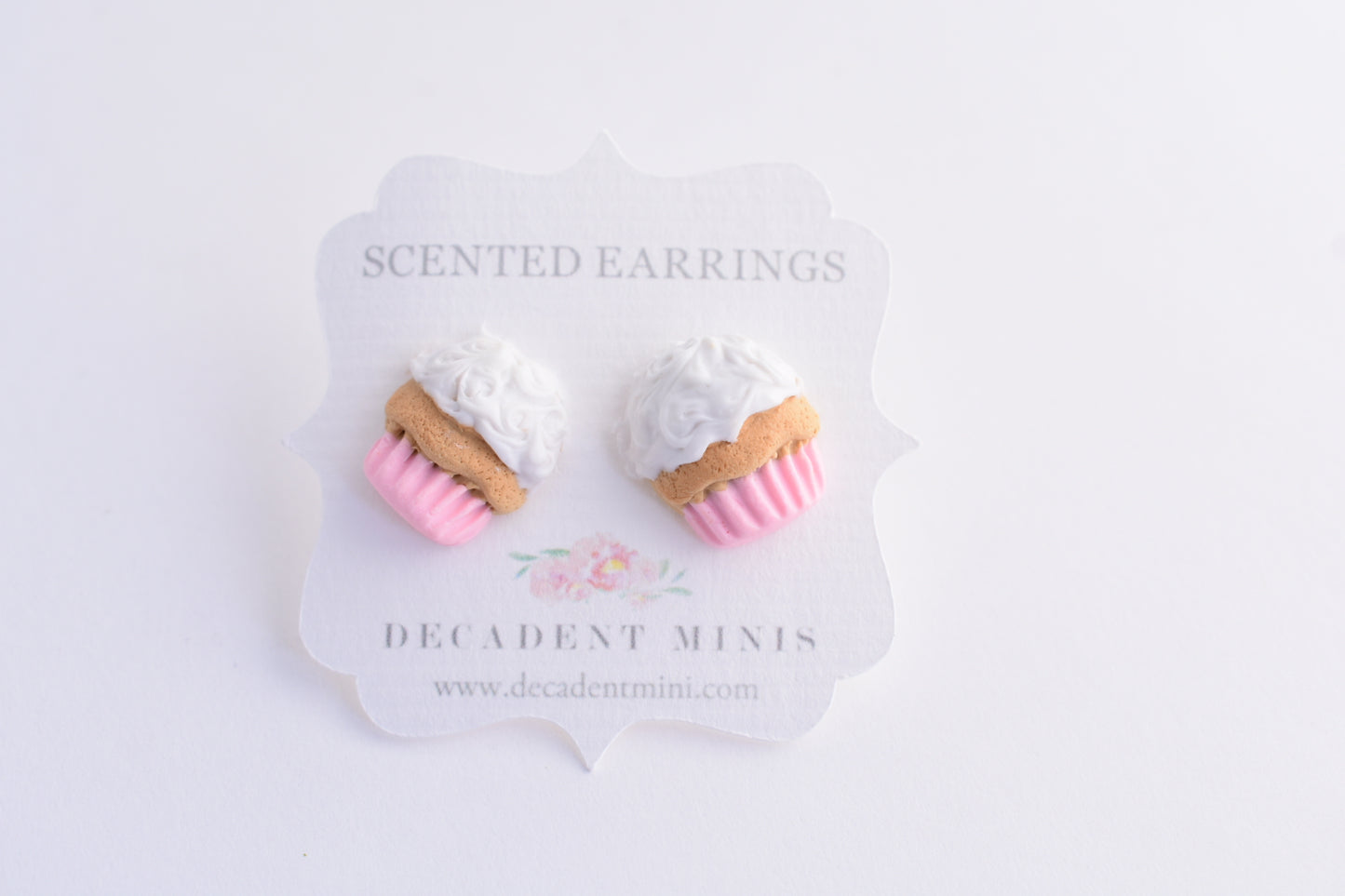 Scented Cupcake Stud Earring -Light Pink - Decadent Minis