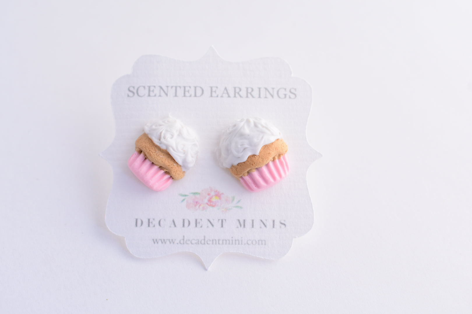 Scented Cupcake Stud Earring -Light Pink - Decadent Minis