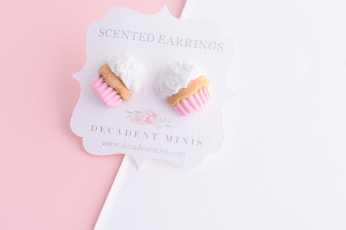 Scented Cupcake Stud Earring -Light Pink - Decadent Minis