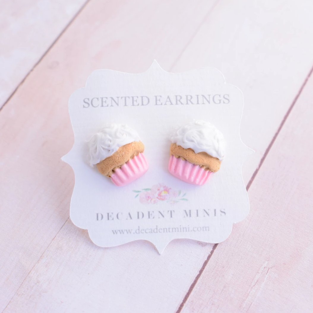 Scented Cupcake Stud Earring -Light Pink - Decadent Minis