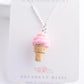 Scented Strawberry Soft Serve Ice Cream Cone Necklace - Decadent Minis