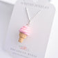 Scented Strawberry Soft Serve Ice Cream Cone Necklace - Decadent Minis