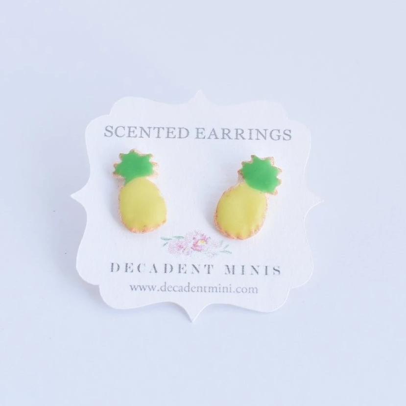 Scented Pineapple Sugar Cookie Earrings - Decadent Minis