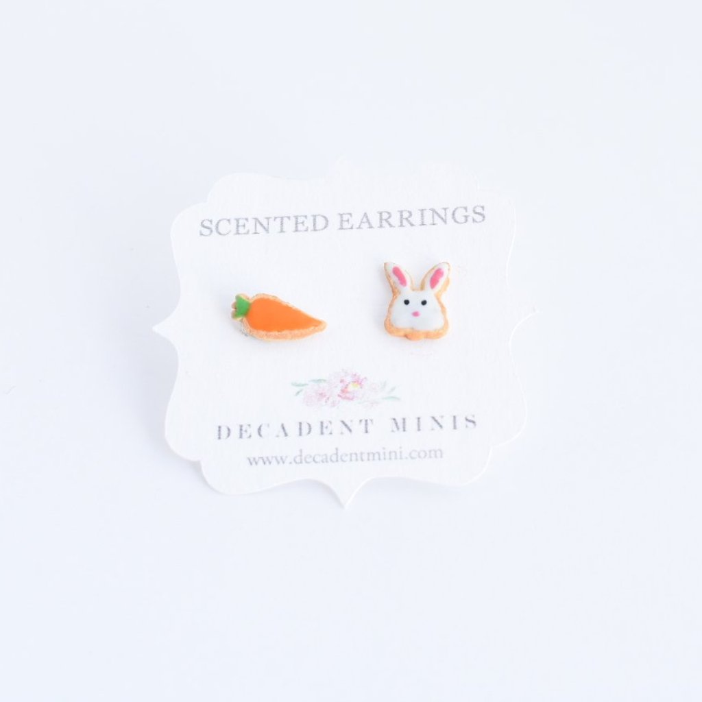 Scented Bunny & Carrot Sugar Cookie Earrings - Decadent Minis