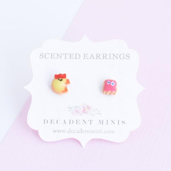 Scented Mrs. Pac-Man & Pinky Sugar Cookie Earrings - Decadent Minis