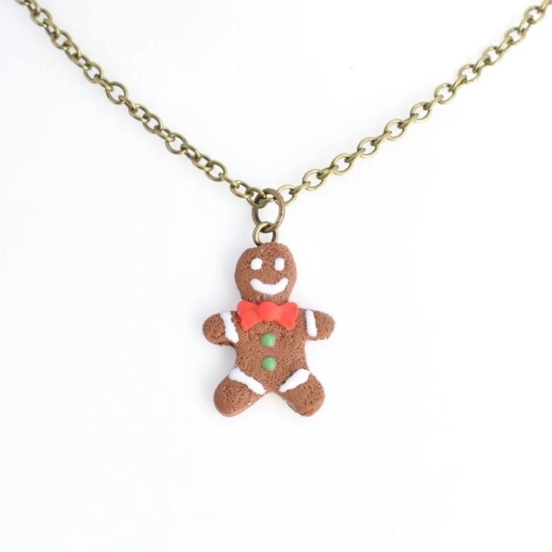 Scented Gingerbread Man Necklace - Christmas Colors - Decadent Minis