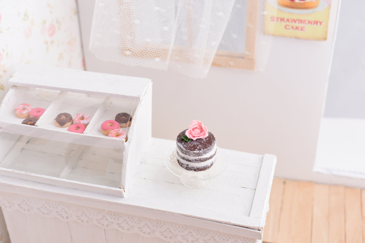 Scented 1:12 Dollhouse Miniature Chocolate Naked Cake - Decadent Minis