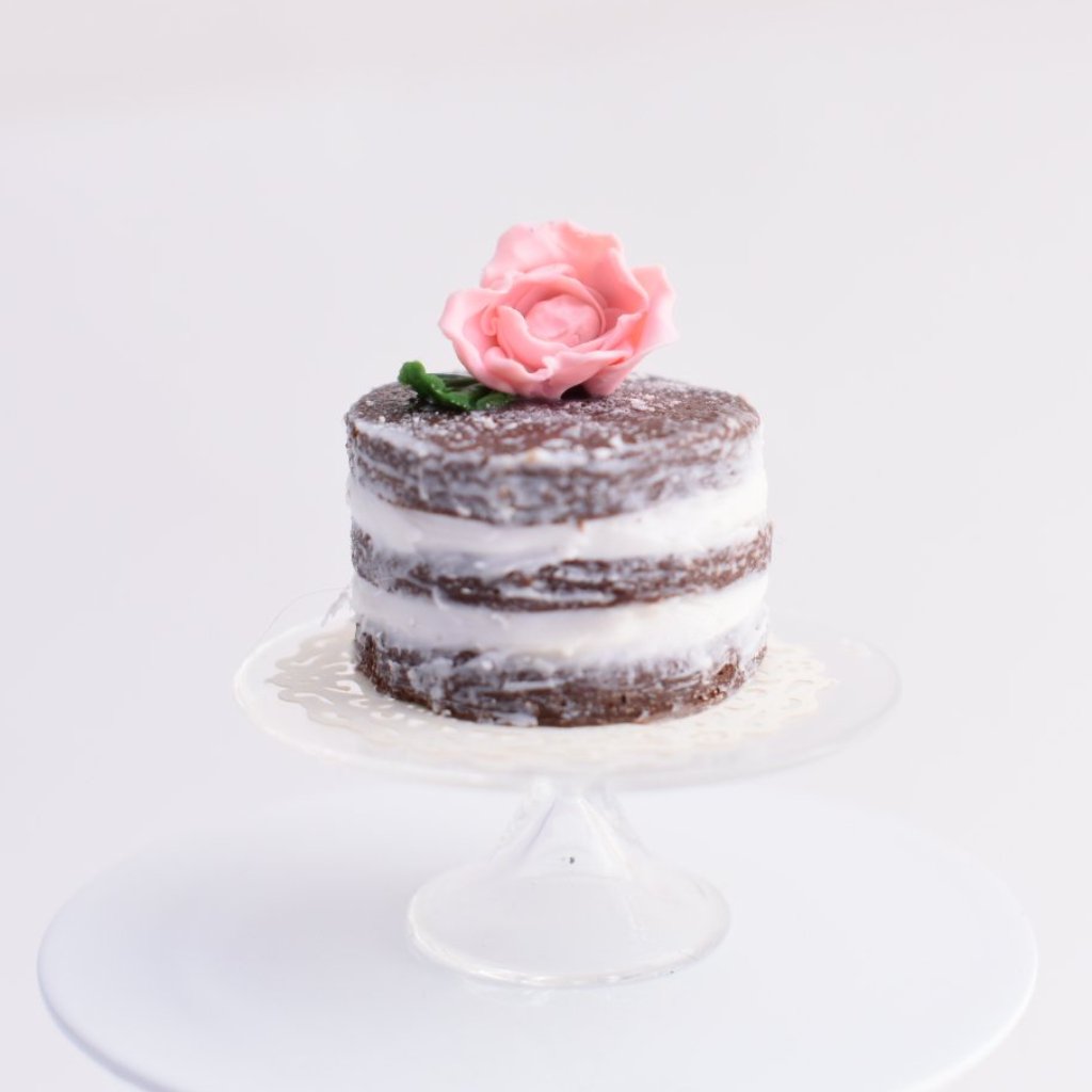 Scented 1:12 Dollhouse Miniature Chocolate Naked Cake - Decadent Minis