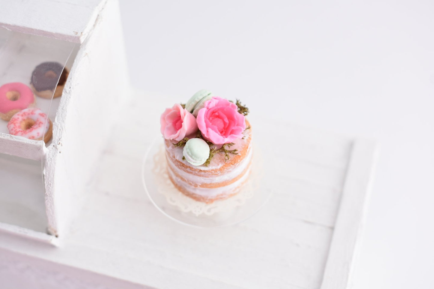 Scented 1:12 Dollhouse Miniature Vanilla Macaron Naked Cake - Decadent Minis