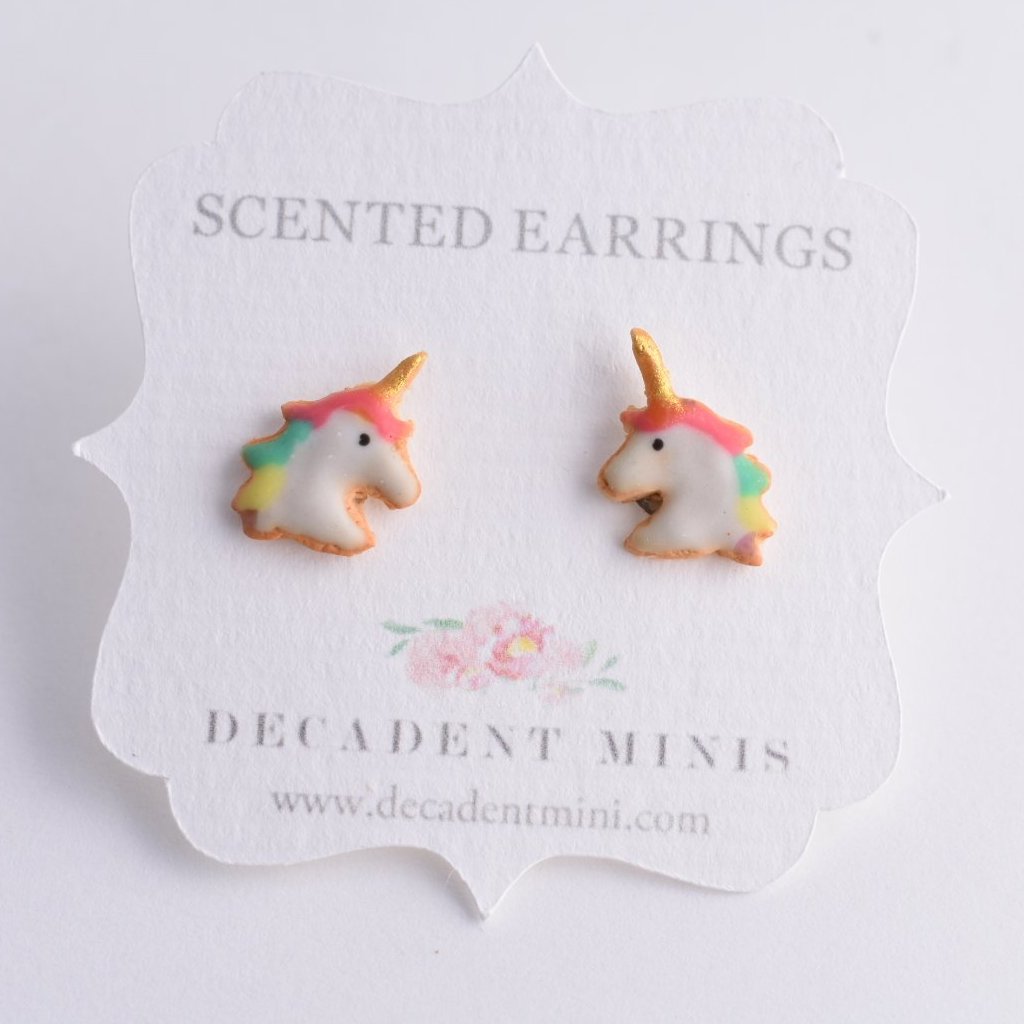 Scented Mini Unicorn Sugar Cookie Stud Earrings - Decadent Minis