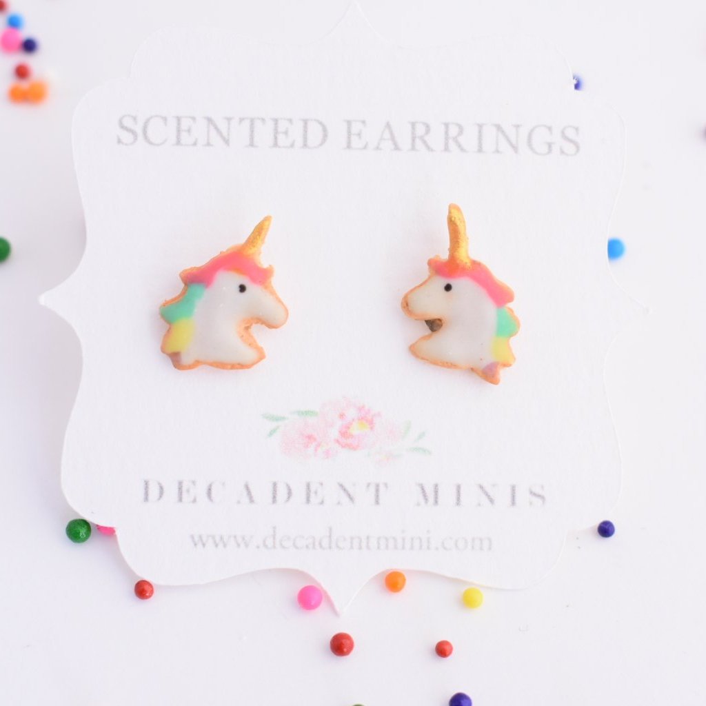 Scented Mini Unicorn Sugar Cookie Stud Earrings - Decadent Minis