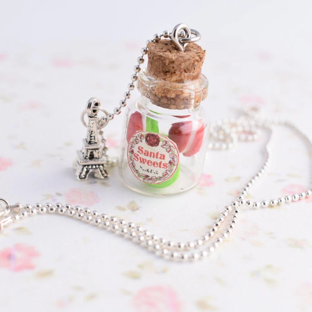 Scented Christmas Macaron Jar Necklace - Decadent Minis