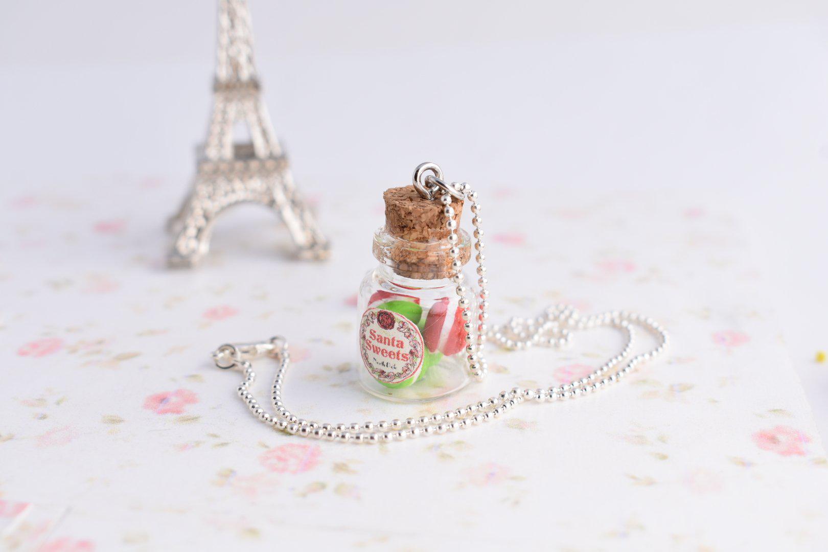 Scented Christmas Macaron Jar Necklace - Decadent Minis