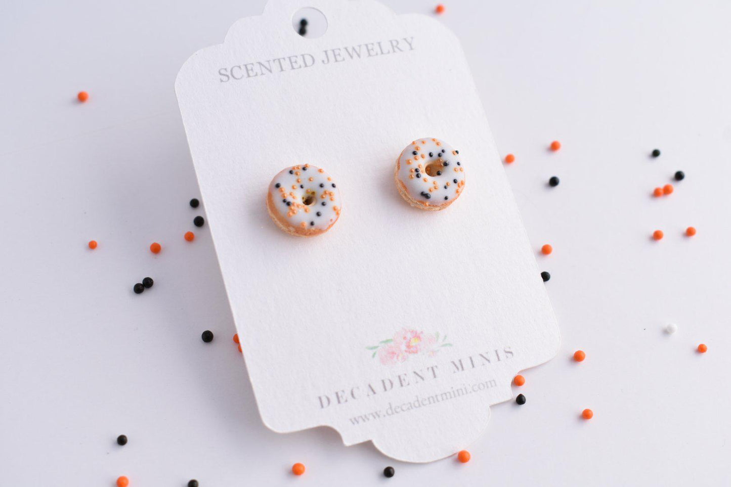 Scented Halloween Funfetti Donut Earrings - Decadent Minis