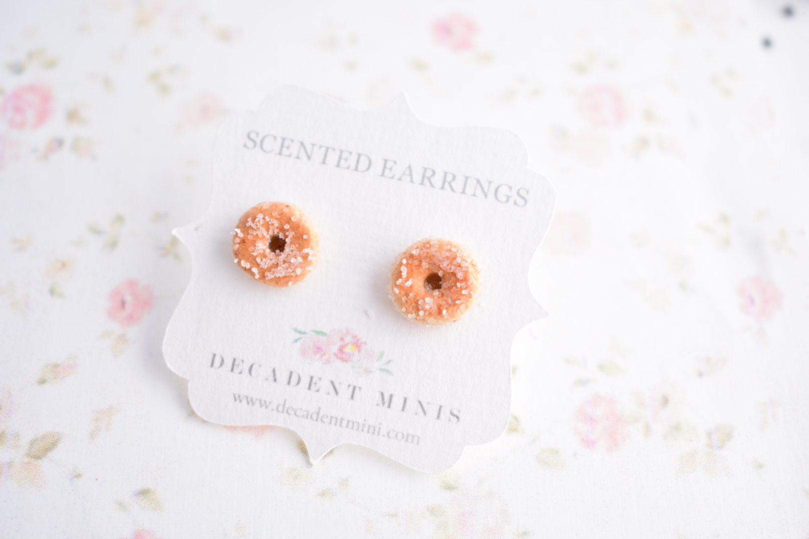 Scented Sugar Donut Earrings - Decadent Minis