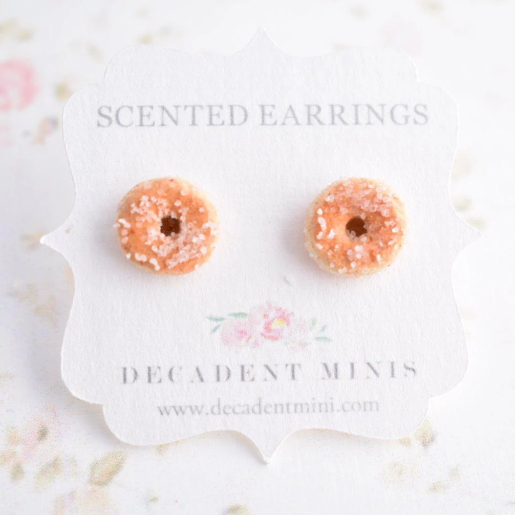Scented Sugar Donut Earrings - Decadent Minis