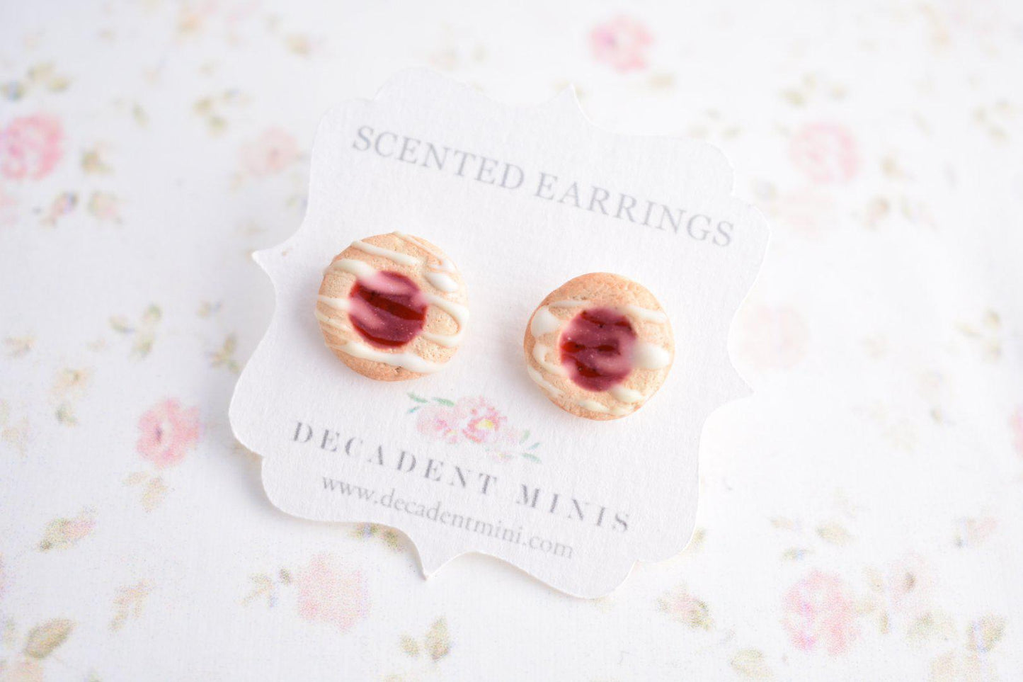 Scented Raspberry Jam Cookie Earrings - Decadent Minis