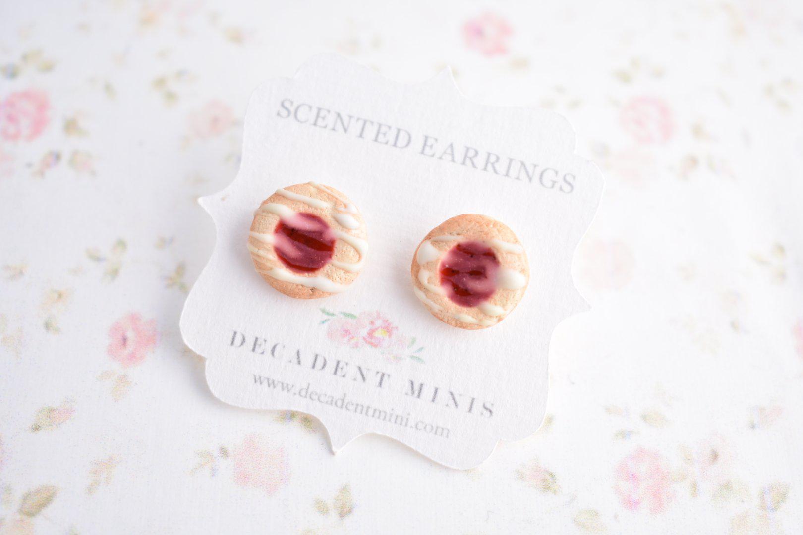 Scented Raspberry Jam Cookie Earrings - Decadent Minis