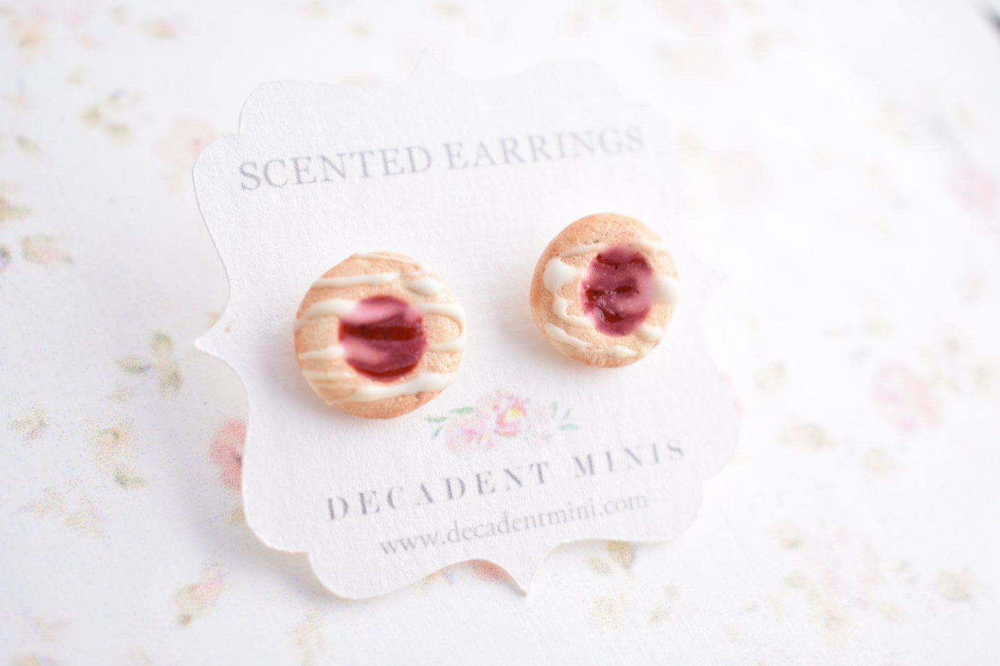Scented Raspberry Jam Cookie Earrings - Decadent Minis