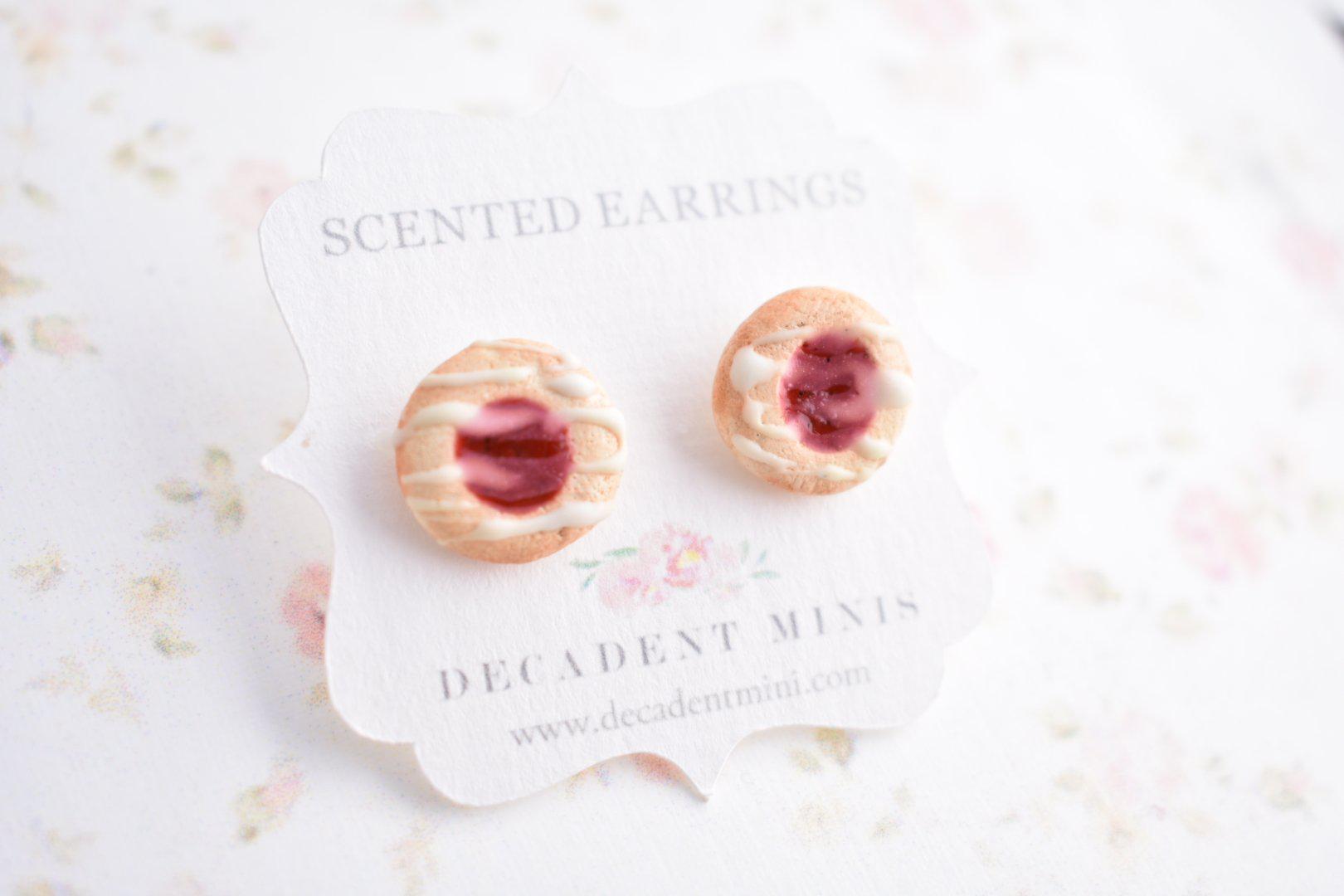 Scented Raspberry Jam Cookie Earrings - Decadent Minis