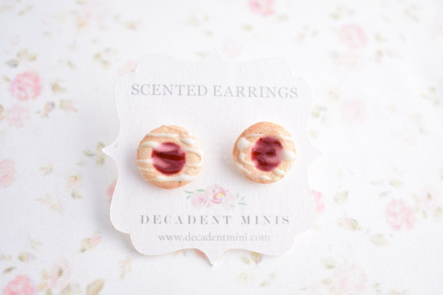 Scented Raspberry Jam Cookie Earrings - Decadent Minis