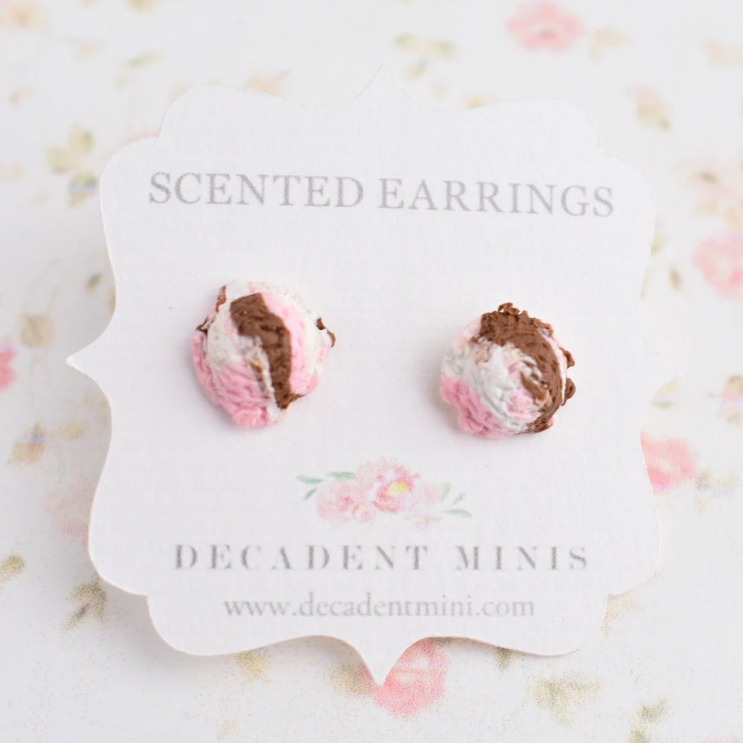Scented Ice cream Scoop Earrings-Neapolitan - Decadent Minis