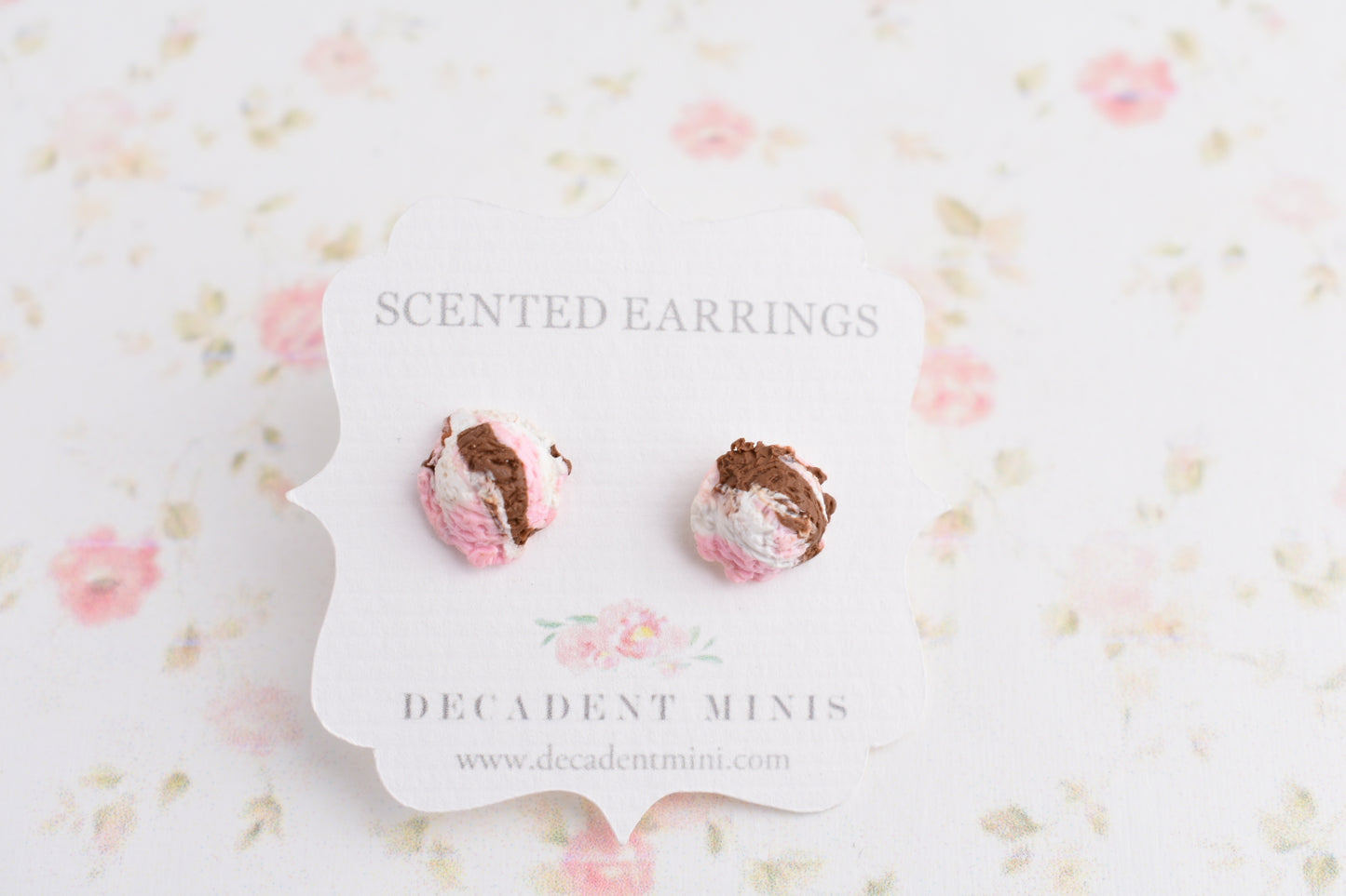 Scented Ice cream Scoop Earrings-Neapolitan - Decadent Minis