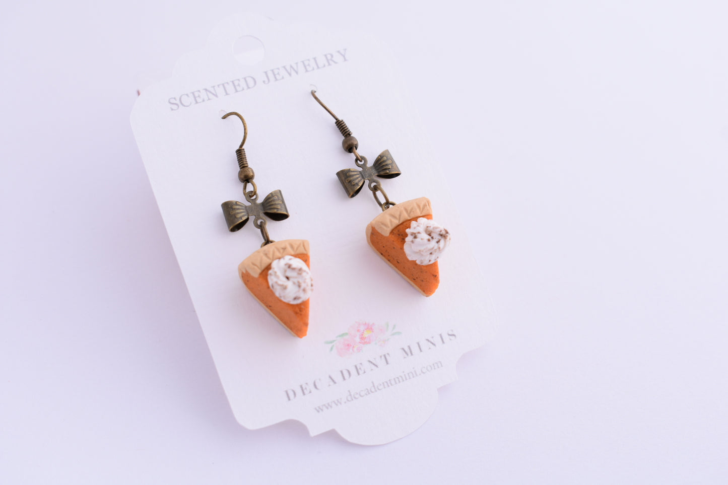 Scented Pumpkin Pie Antique Bronze Earrings - Decadent Minis