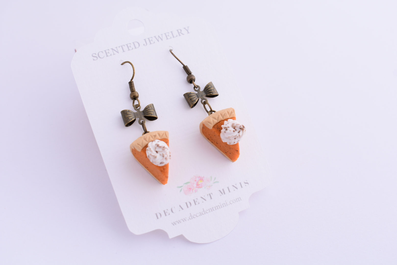 Scented Pumpkin Pie Antique Bronze Earrings - Decadent Minis