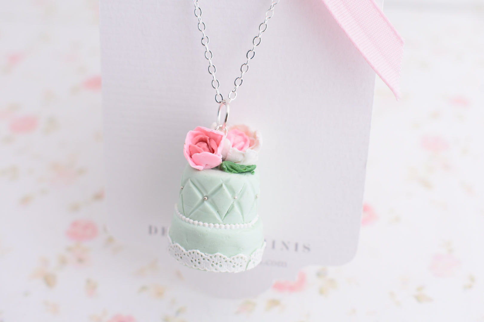 Scented 2-Tiered Wedding Cake Sterling Silver Necklace - Decadent Minis