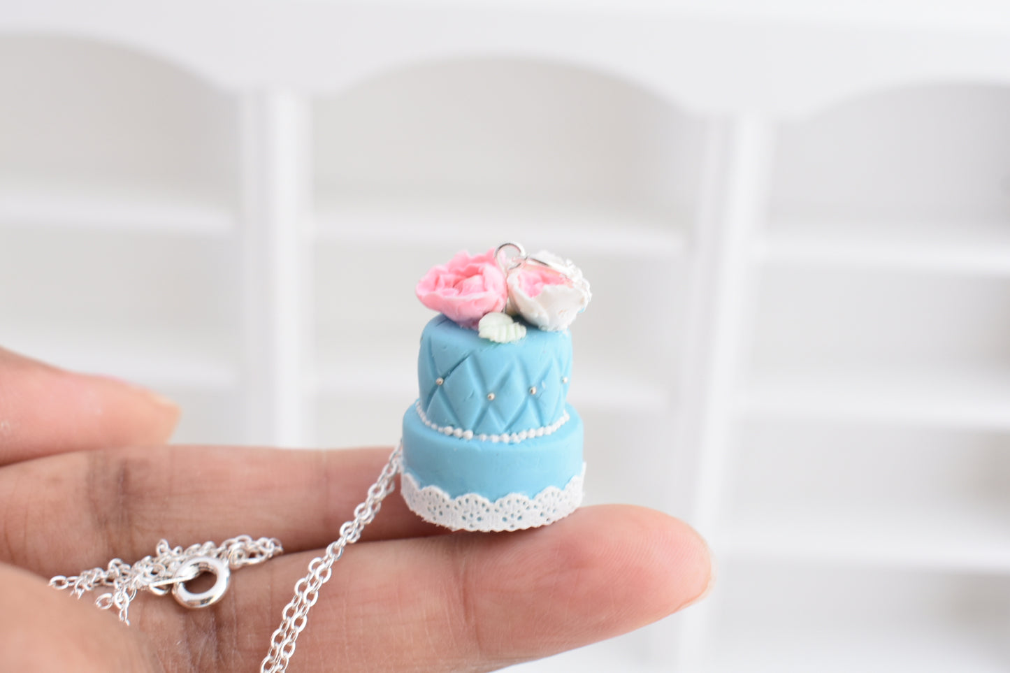 Scented 2-Tiered Wedding Cake Sterling Silver Necklace - Decadent Minis