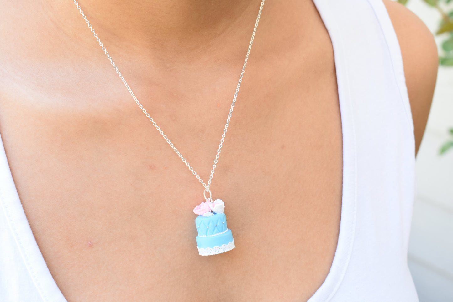 Scented 2-Tiered Wedding Cake Sterling Silver Necklace - Decadent Minis