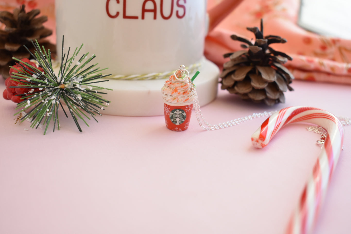 Scented Starbucks Inspired Christmas Frappuccino Charm Necklace-LIMITED EDITION - Decadent Minis