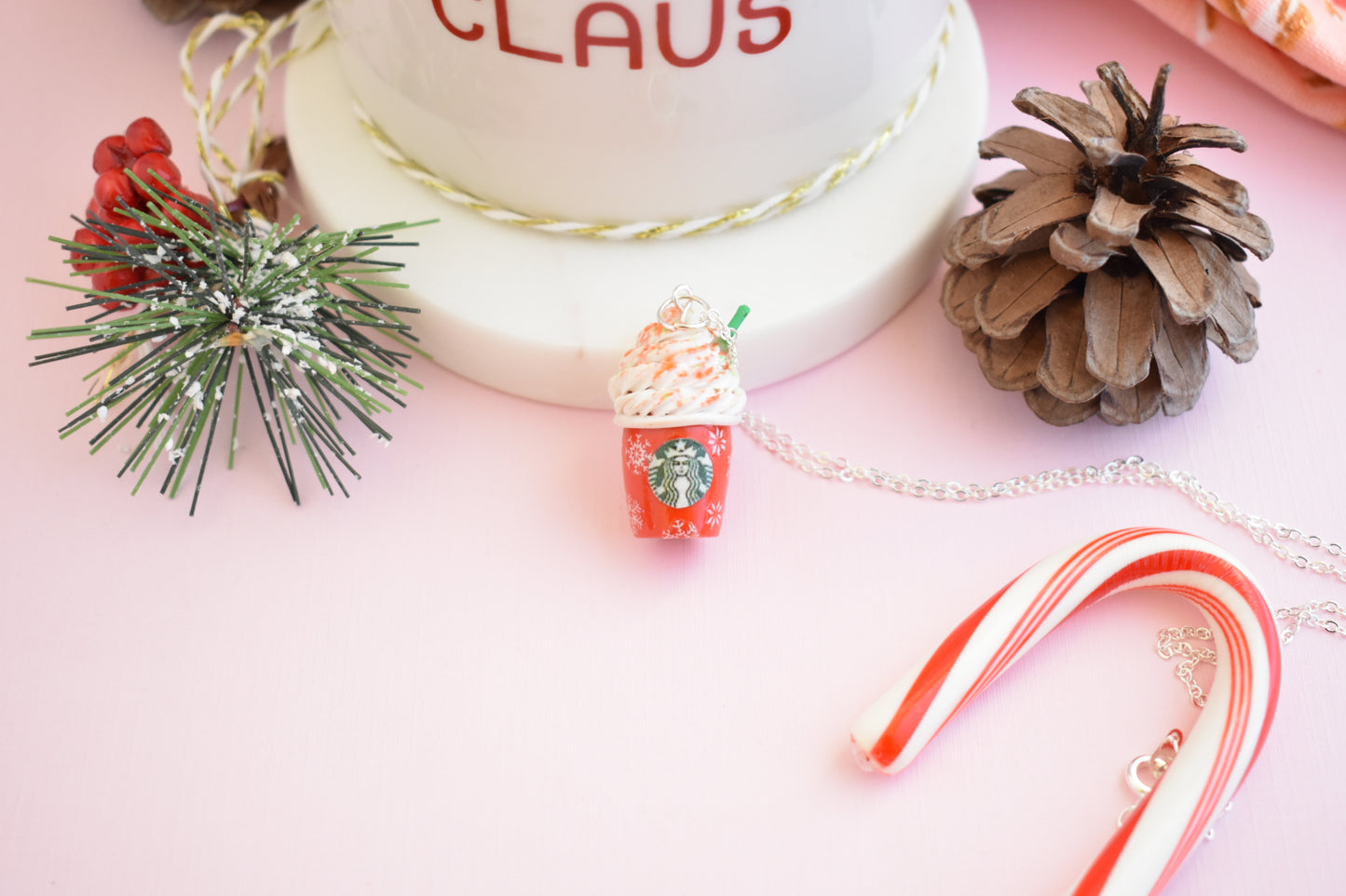 Scented Starbucks Inspired Christmas Frappuccino Charm Necklace-LIMITED EDITION - Decadent Minis