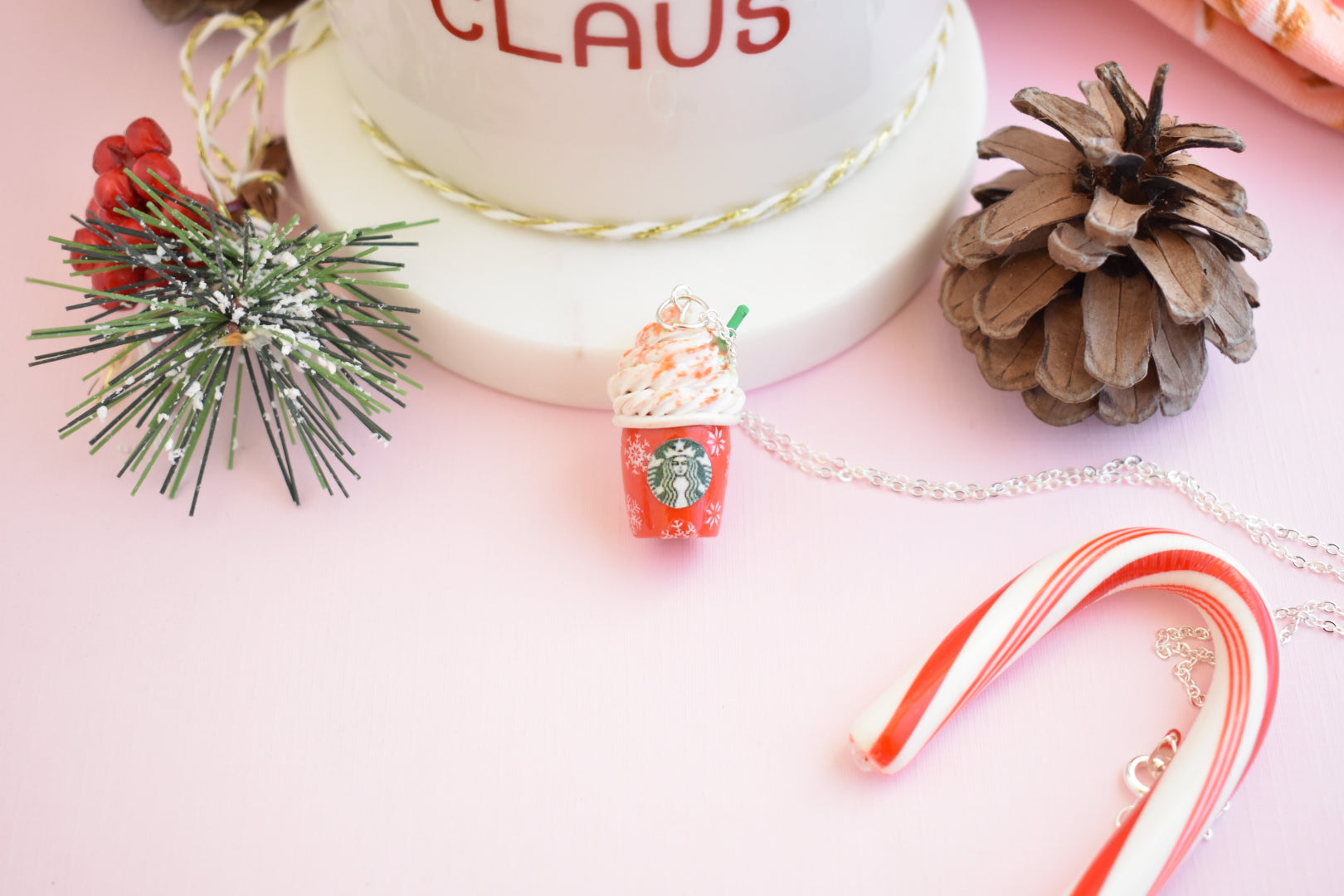 Scented Starbucks Inspired Christmas Frappuccino Charm Necklace-LIMITED EDITION - Decadent Minis