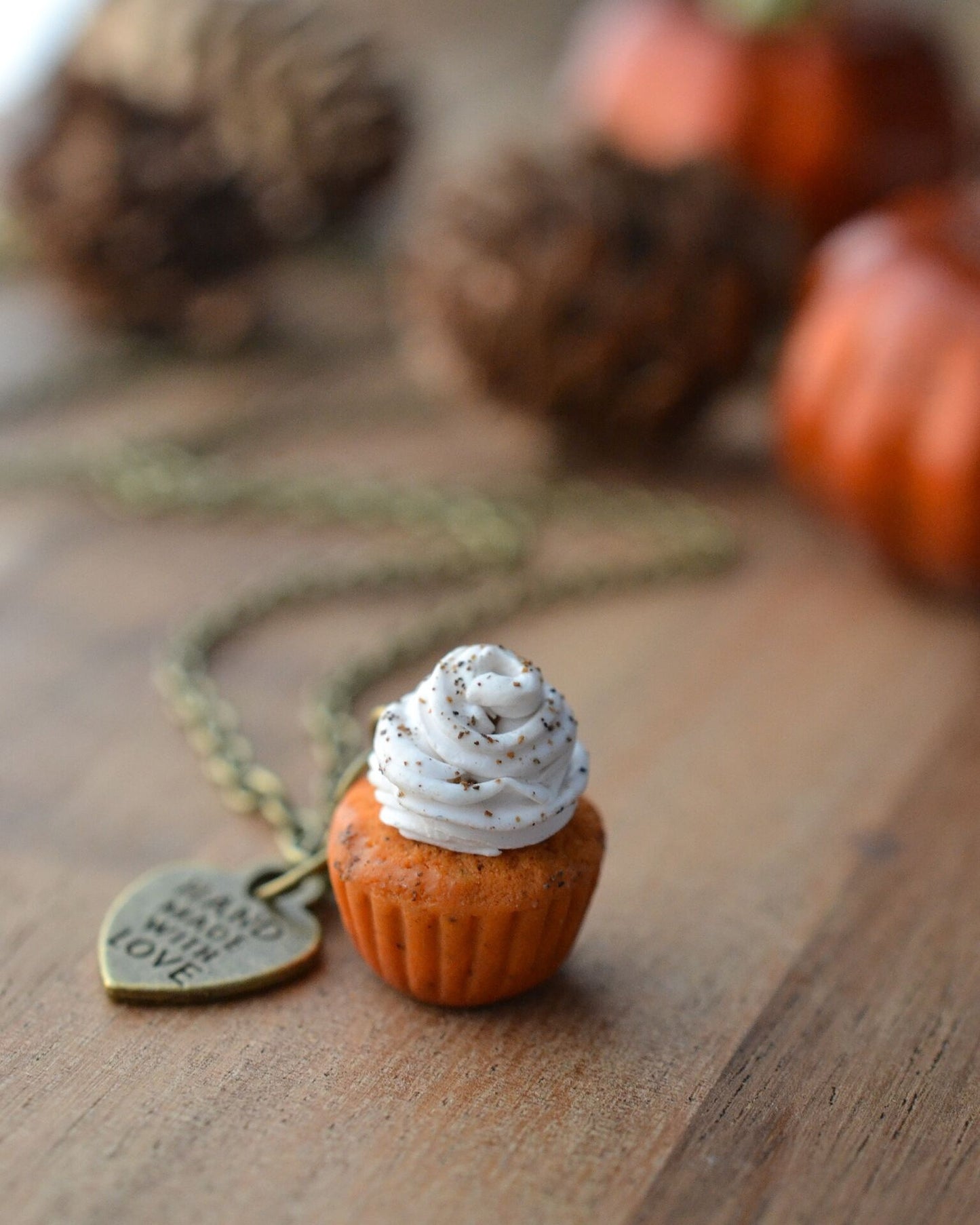 Pumpkin Spice Cupcake Necklace-Vintage - Decadent Minis