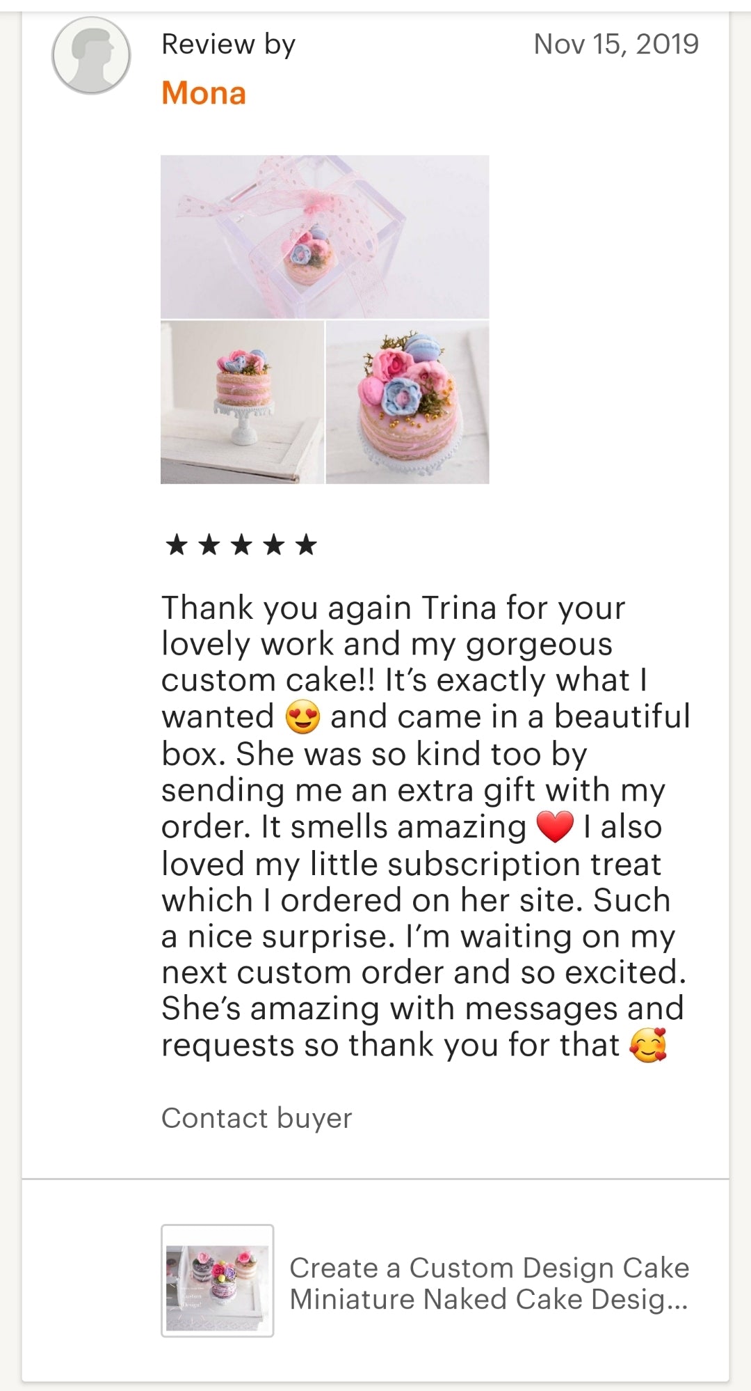 Scented 1:12 Dollhouse Miniature Vanilla Macaron Naked Cake - Decadent Minis