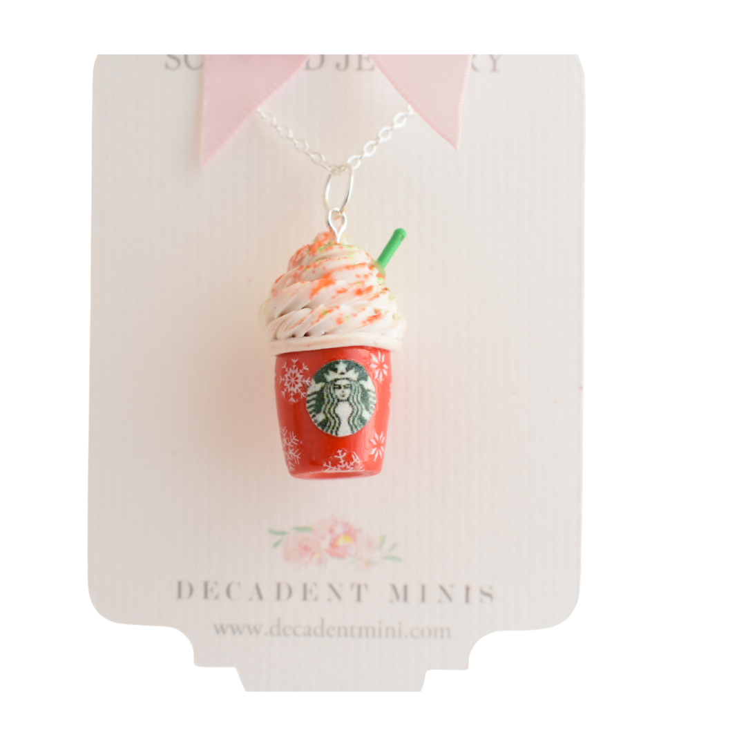 Scented Starbucks Inspired Christmas Frappuccino Charm Necklace-LIMITED EDITION - Decadent Minis