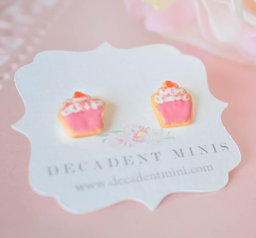Scented Cupcake Sugar Cookie Stud Earrings - Decadent Minis