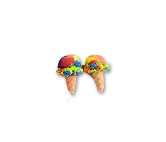 Scented Rainbow Sherbert Ice Cream Cone Earrings - Decadent Minis